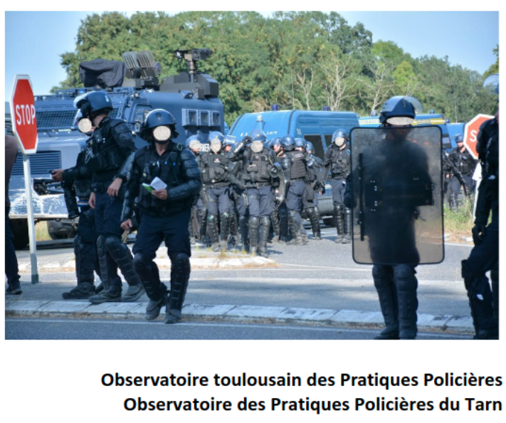 Image de policiers sur le site de la Mégateuf 2025, extraite du rapport publique de l'OTPP et de OPPT